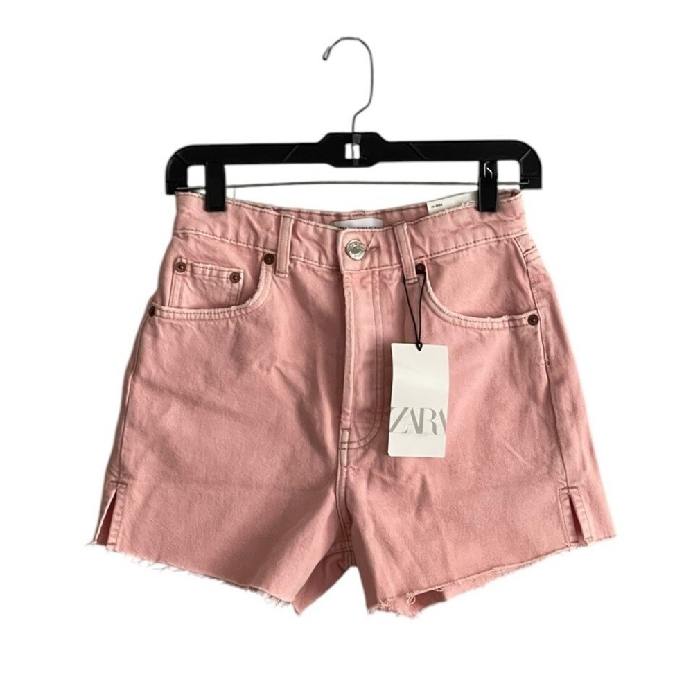 ZARA Womens Pink Mid Rise Button Fly Jean Shorts Size 4 NWT